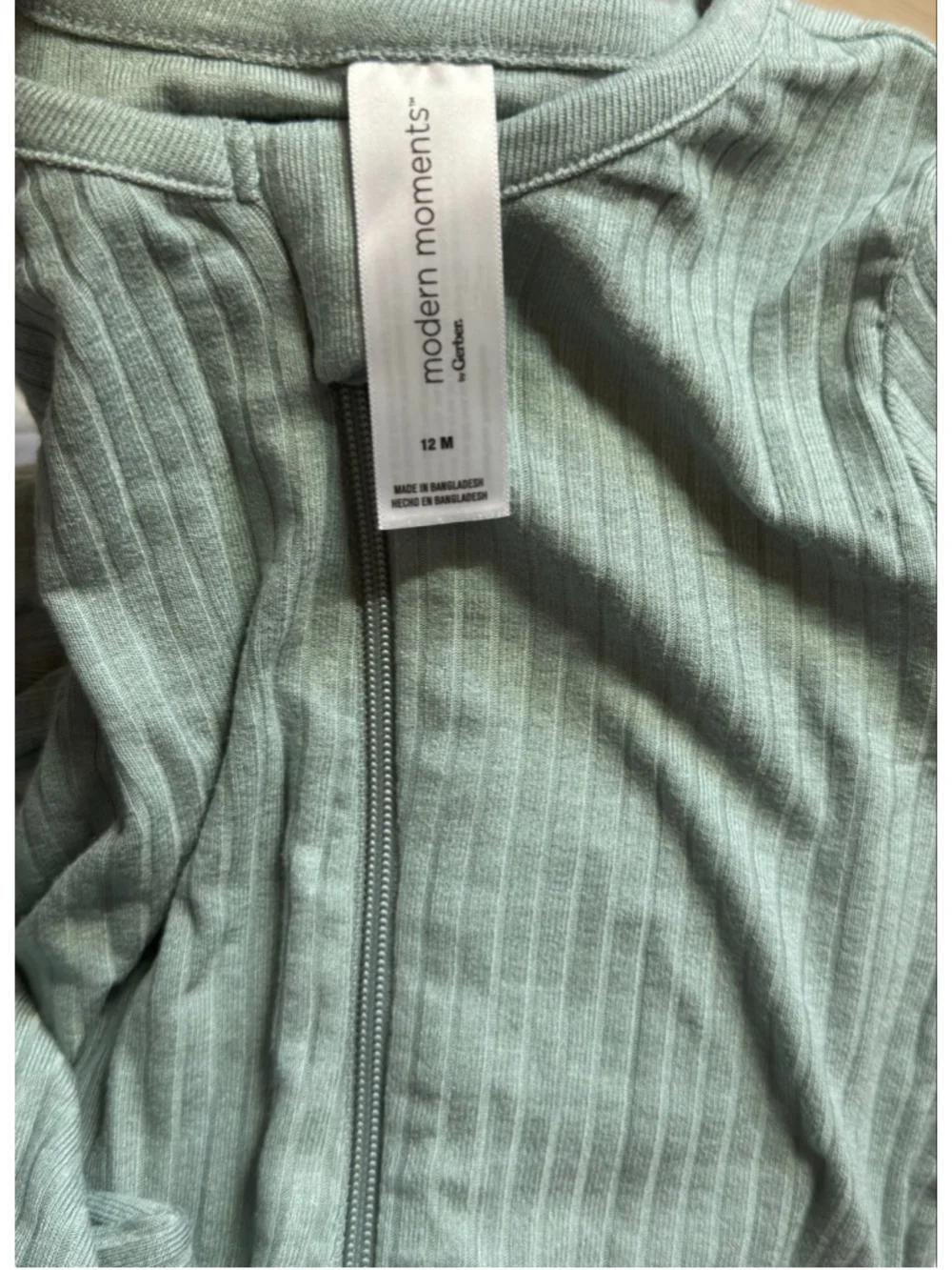 Baby Modern Moments by Gerber Blue/Green Ribbed zip up 12 Months